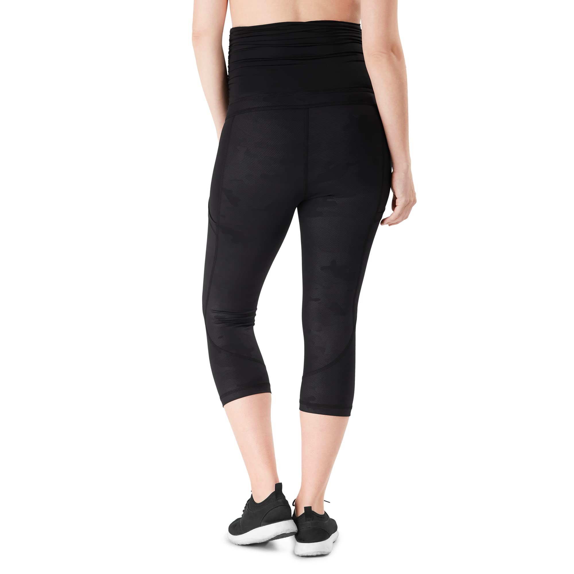 Belly Bandit Power Capri Leggings para mujer, para embarazo, para embarazo, uso activo, apoyo elástico, maternidad Capri Black-camo (L) X-Large
