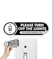 Vista 5 de Calcomanías bilingües para apagar las luces, paquete de 2 calcomanías de luz, vinilo mate permanente, inglés y español (pequeño)