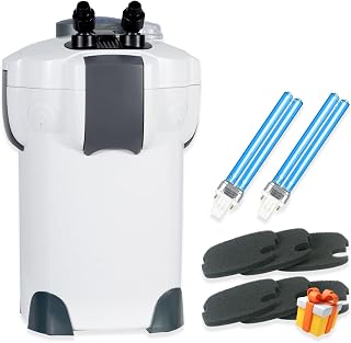 COOSPIDER UV Light External Canister Filters Fish Tank Filter 370GPH Aquarium Turtle Tank Filter with Media EPA EST NO. : 96998-CHN-1