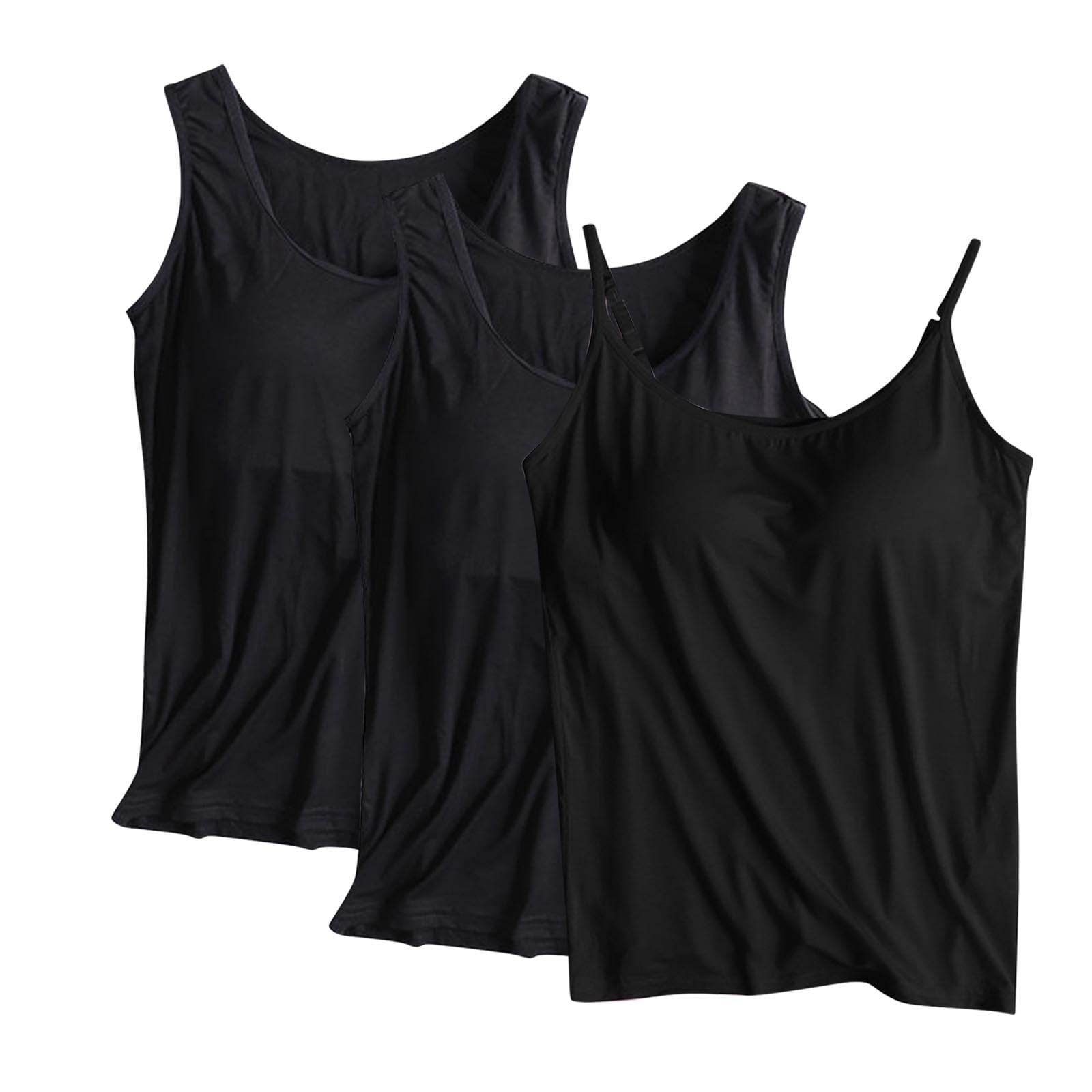 HAOLEI Camiseta Tirantes Mujer,3 Piezas Camiseta Mujer Sin Mangas de Cuello Redondo Color Sólido Ropa Interior Tirantes con Almohadilla de Pecho Suave y Cómoda Camisole Shirt Tank Tops Ropa Casa