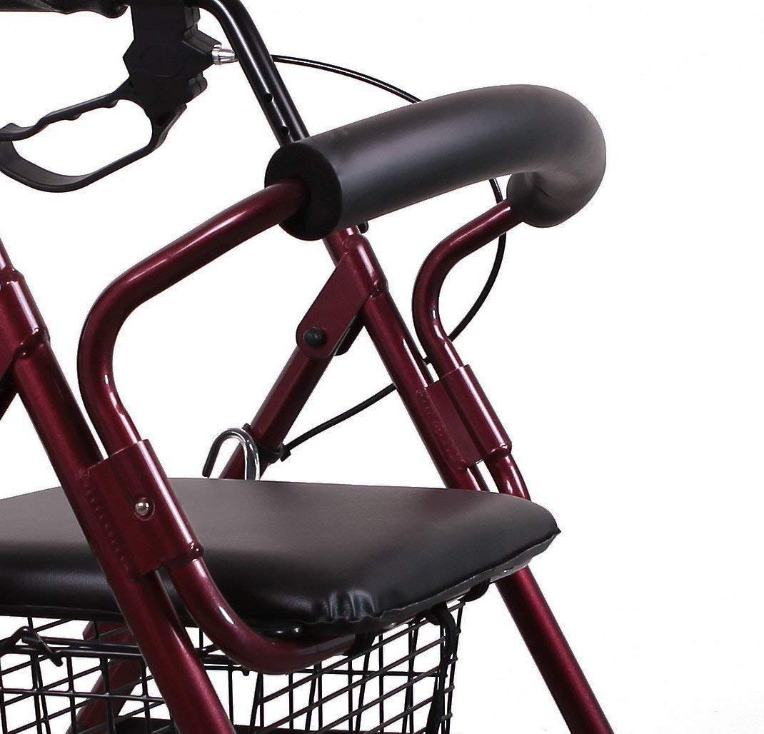 Deambulatore Leggero Da Passeggio Pieghevole 6 ruote Con Freni A Pressione Design Leggero Sicuro Con cestino Per Poter Trasportare I tuoi oggetti Fare La Spesa Altezza regolabile Rosso