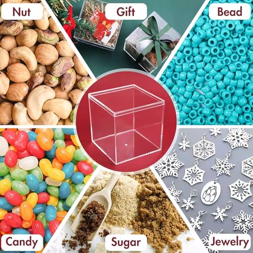 Image of Gonice 30 Pack Acrylic Boxes with Lid, Small Square Storage Black Lid Box for Jewelry, Candy, Crafts, 2.2x2.2x2.2 /5.5x5.5x5.5CM (30pcs clear)