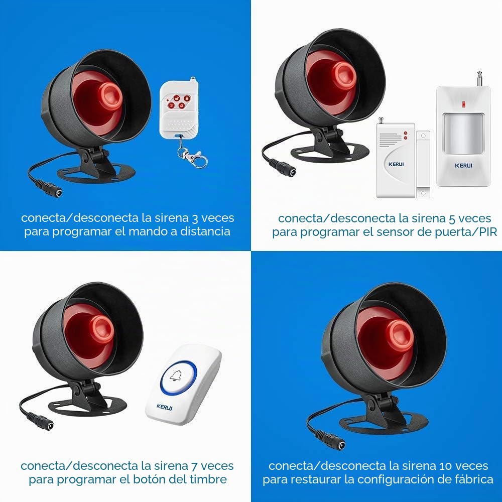 Alarmas para Casa, Sistema de Alarma Kit de 7 Piezas con Sirena de 115dB, Sensor de Movimiento, Sensor de Puerta y Ventana y Sistema de Alarma de Seguridad con Control Remoto