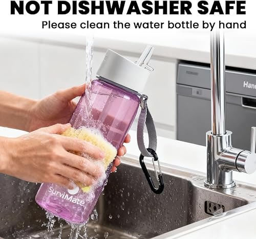 Miniatura 9 de SurviMate Botella de Agua Filtrada de Ultra-Filtración de 5 Etapas de 0.01μm, Material Libre de BPA, Certificada NSF/ANSI 42 y 372, Botella de