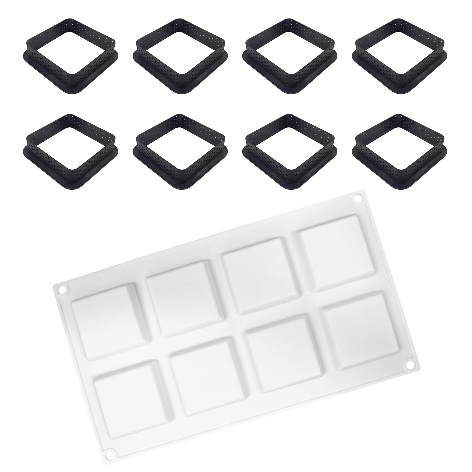 Nucelit 3D Square Shape Cake Mousse Dessert Pies DecorTool Tart for Small Fruit Tart Crust Baking Baking Dessert Rings