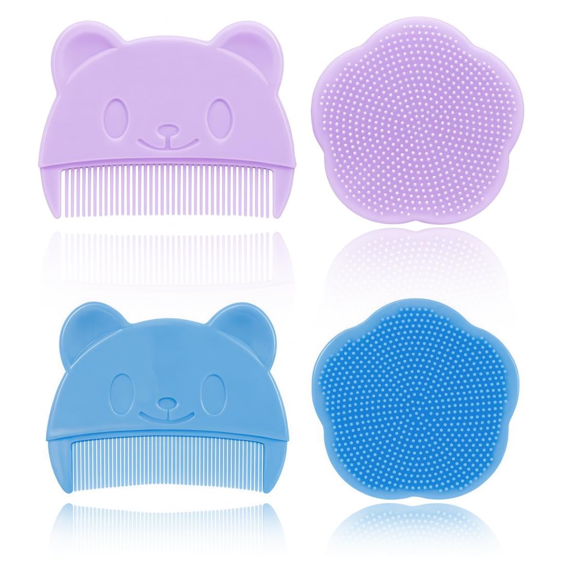 4 Pcs Peigne à Cheveux pour Bébé, Peigne pour Bébé Brosse de bain pour bébé, brosse de tête de berceau pour bébé, brosse de massage en silicone, peigne pour bébé, peigne pour enfants
