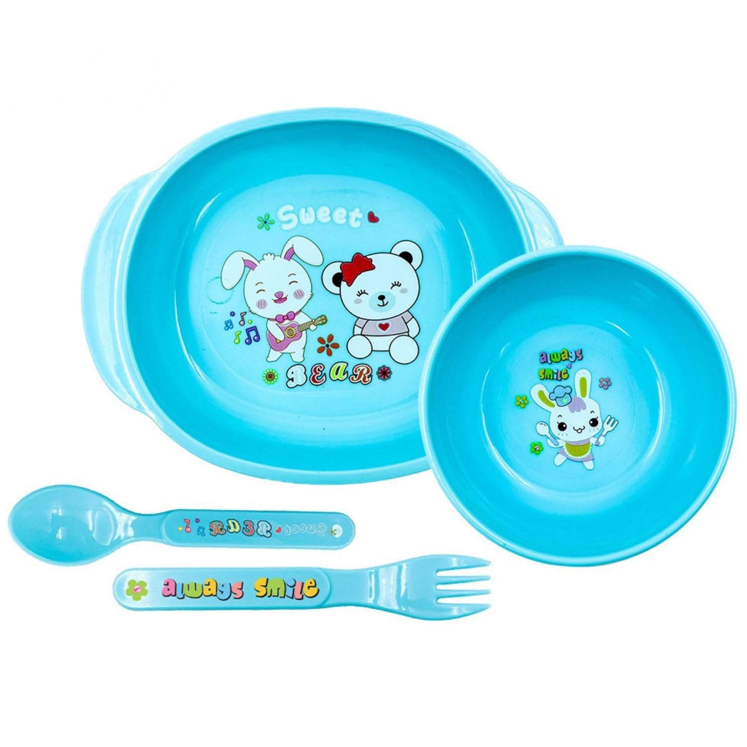 Little Bite Baby Feeding Set for Kids | BPA Free Bowl Set (1 Main Bowl + 1 Mini Bowl) with Spoon & Fork | Cartoon Design | Lightweight & Durable Toddler Dinner Set-image-18