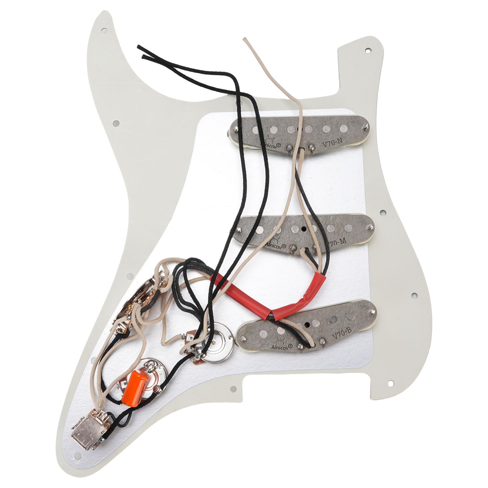 RiToEasysports Pickguard, Scratchplate Wstępnie Okablowana Maskownica Gitarowa Pickguardy do Gitary Elektrycznej do Płyt z podwójną cewką 3 Warstwy PVC Vintage (Czarna wtyczka statku)