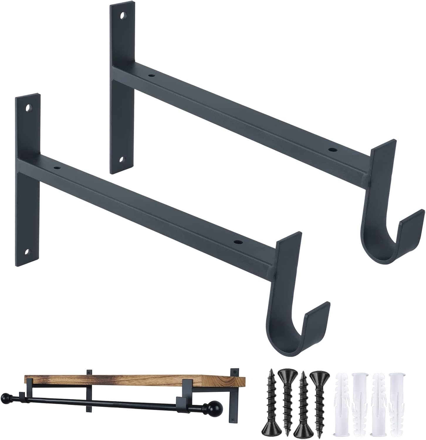 OVOV Shelf Bracket with Rod Holder 2 Pack Closet Shelf