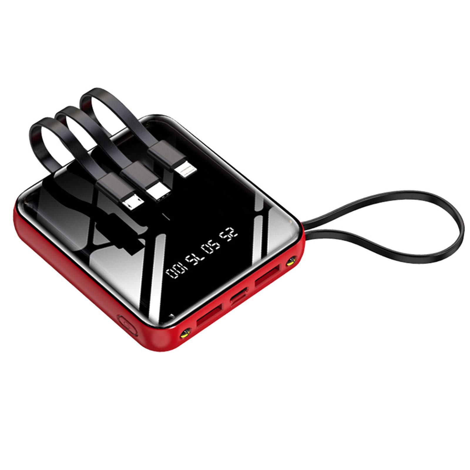Mini Power Bank, 20000Mah Specchio Schermo LED Display Poverbank Caricabatteria Esterna Portatile Powerbank,Rosso