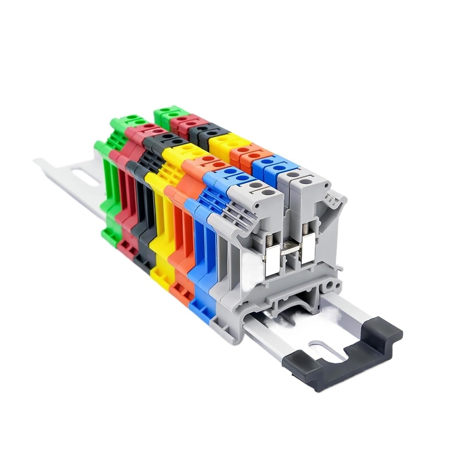 10pcs DIN Rail Terminal Blocks UK-5N Connector Screw Connection Wiring Conductor UK5N Terminal Blocks(RED)