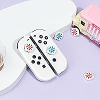 Vista 6 de GeekShare 4 tapas de silicona para palanca de mando de joystick, compatibles con Nintendo SwitchOLEDSwitch Lite, piruletas rojas y azules