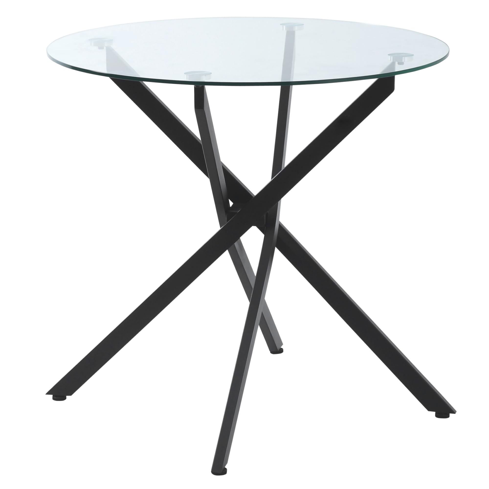 HOMCOM Dining Table with Clear Tempered Glass Top, Round, Black