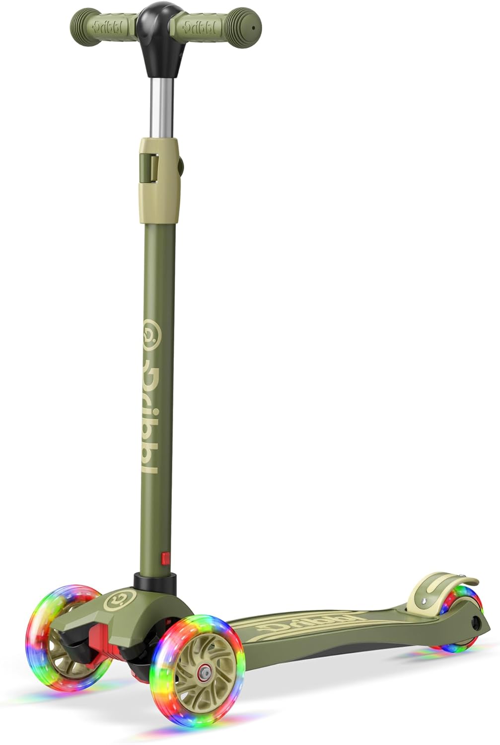 Dribbl 3-Wheel Kids Scooter - Lean-to-Steer Technology, Adjustable Height Handlebar, Wide Anti-Slip Deck, Scooter for Boys & Girls Ages 3+, Child Safety Approved, Support Riders Up to 165 lbs, Candy