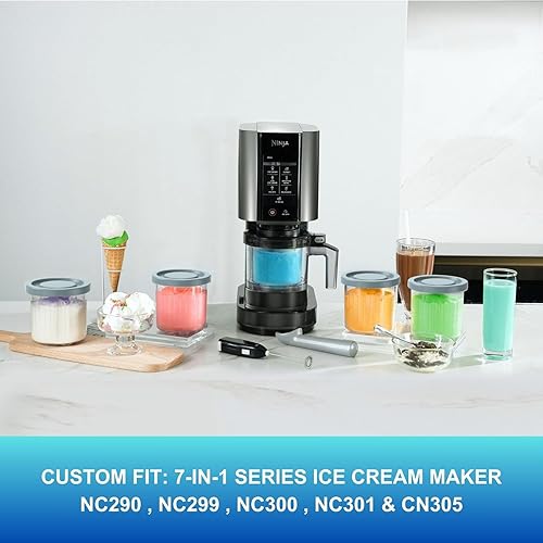 Miniatura 2 de Recipientes para helados, paquete de 4 unidades, tazas adicionales de repuesto para pintas y tapas de creami ninja, compatibles con máquinas de