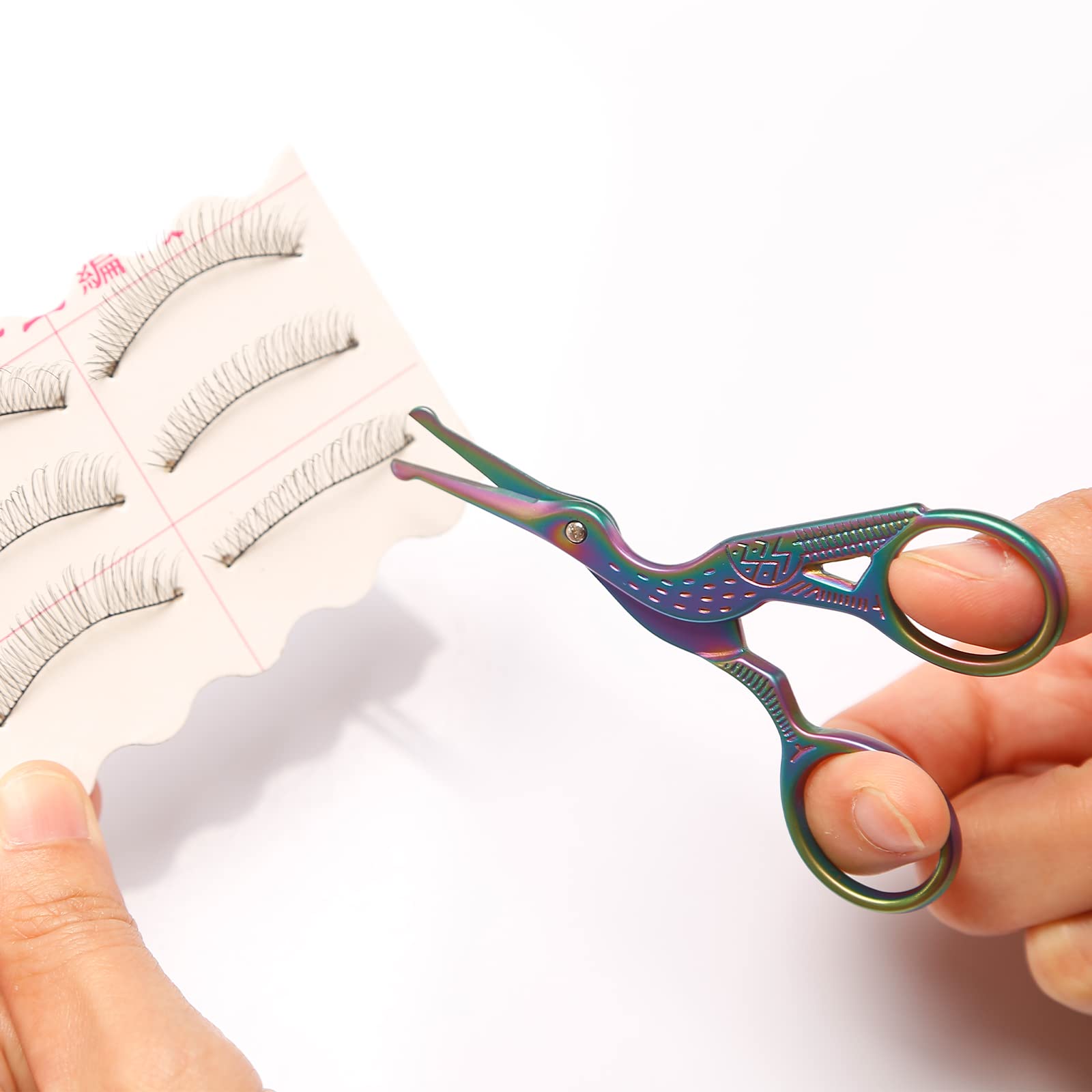 Forbici per capelli da naso con punta arrotondata, forbici per capelli per sopracciglia, peli del viso, baffi, ciglia, barba (arcobaleno)