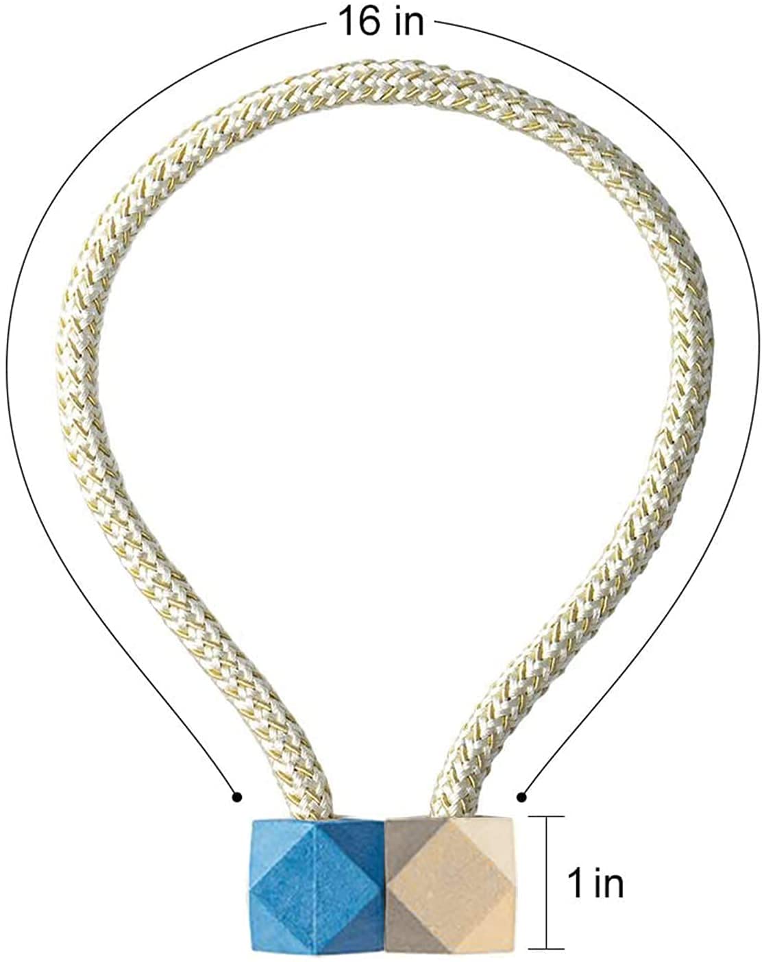 Embrasses de Rideaux magnétiques Pinces à Rideaux Retenues de Corde (Beige) (Couleur : Bleu, Taille : Hexagone) (Z Beige+Bleu)
