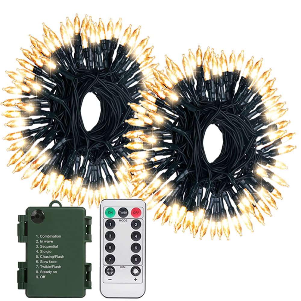 Solhice 2 Pack 20ft Christmas Lights Battery Operated String Lights with Remote Control, 60 LEDs Clear Mini Lights Warm White Xmas Tree Lights for Bedroom Indoor Outdoor Decoration