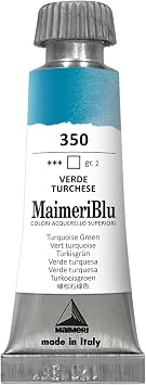 MaimeriBlu 12ml Single-Pigment Watercolor Paint - Turquoise Green PB16 Professional Watercolor Paint - Lightfast and Transparent Watercolor Paint Tube for Artists