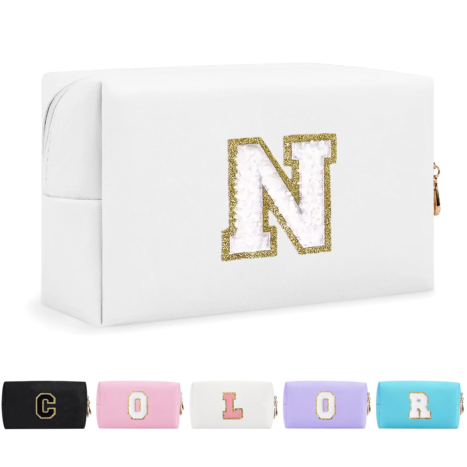 Bolsa de Maquillaje, Bolsa de Cosméticos Impermeable de Viaje, PU Cuero, Neceser de Baño, Bolsa De Aseo Y Almacenamiento para Mujer,Cosas Preppy para niñas Adolescentes (Letra A-Z) — view 282