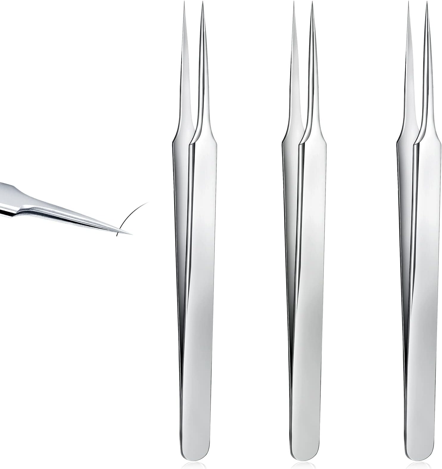 Amazon.com : 3 Pieces Ingrown Hair Tweezers Stainless Steel Splinter ...
