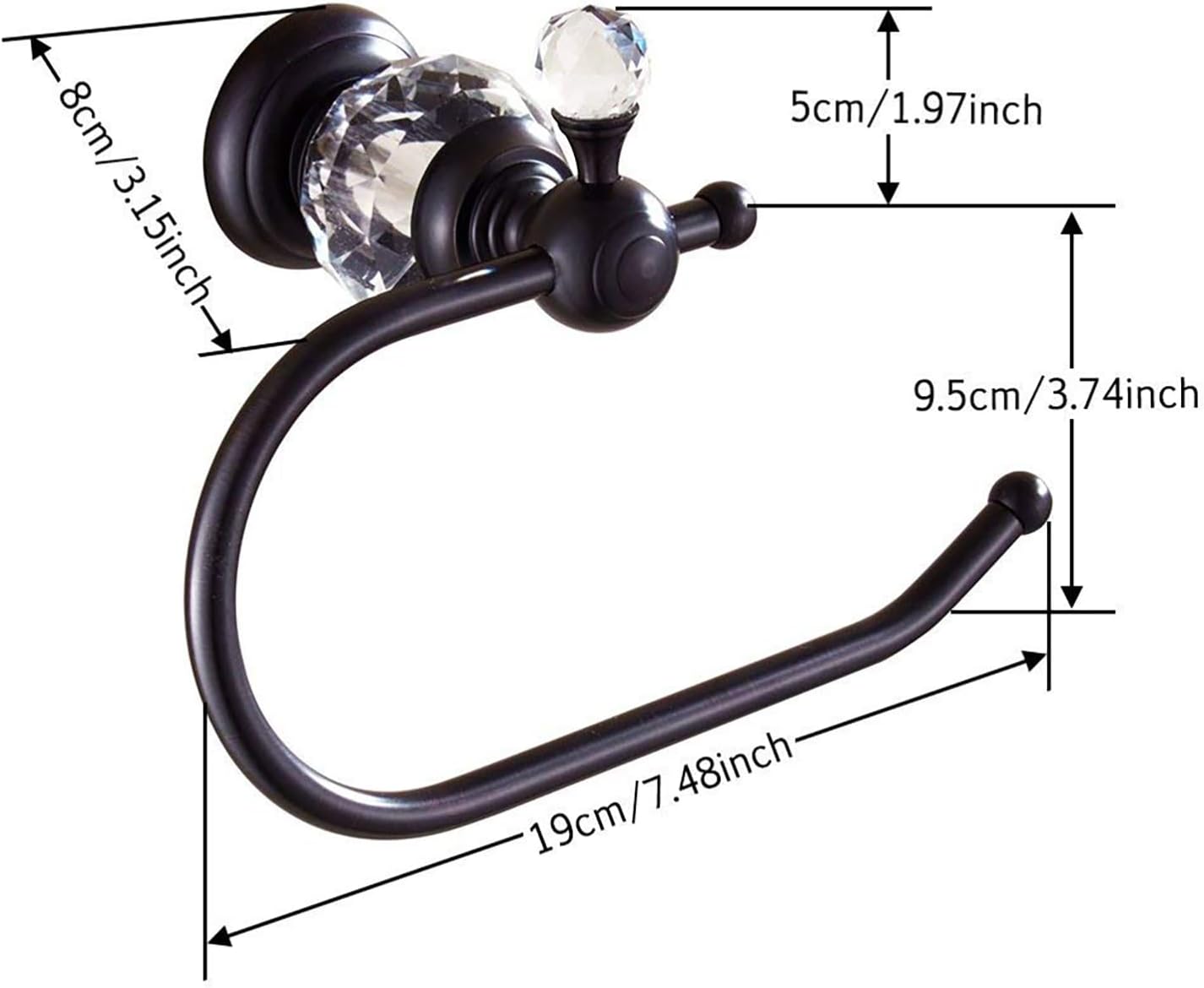 Crystal Series Brass Toilet Paper Roll Holder.Black