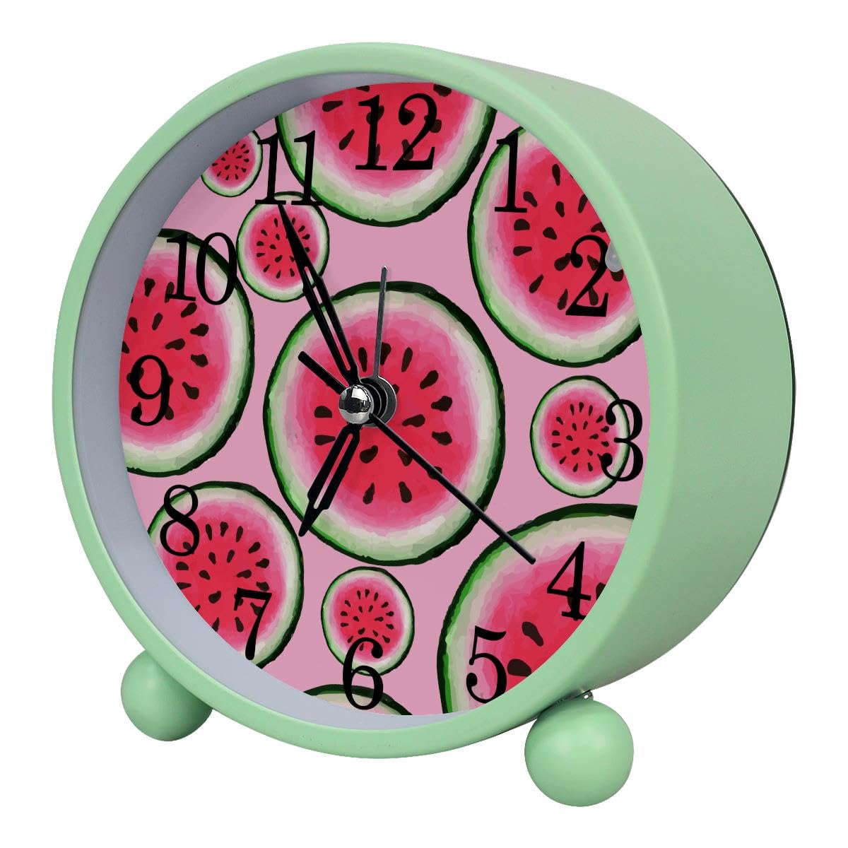Luoweisi Alarm Clock Watermelon, Silent Non-Ticking with Night Light