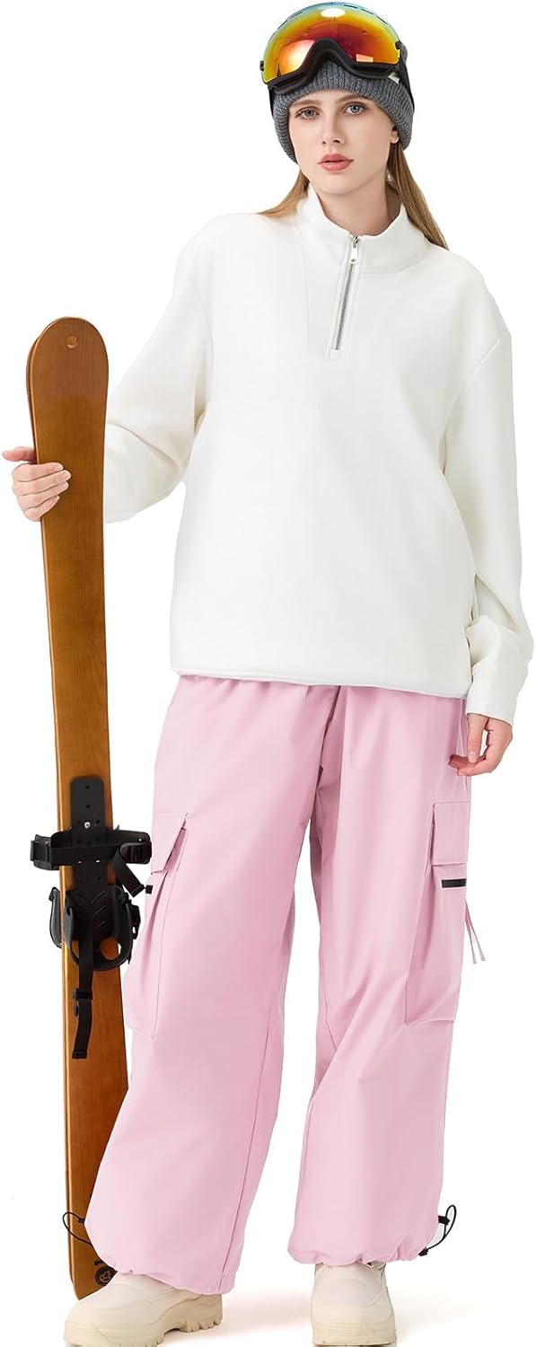 RIUIYELE Women's Snow Pants Baggy Snowboard Pants Cargo Ski Pants Waterproof Windproof Loose Fit Winter Insulated Hking Pants