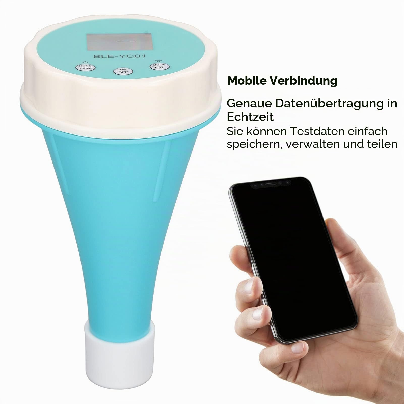 Bluetooth Pool Monitor Digital Pool Wassertester PH CL EC TDS ORP Temperatur 6-in-1 Smart Pool Wasserqualitätstester