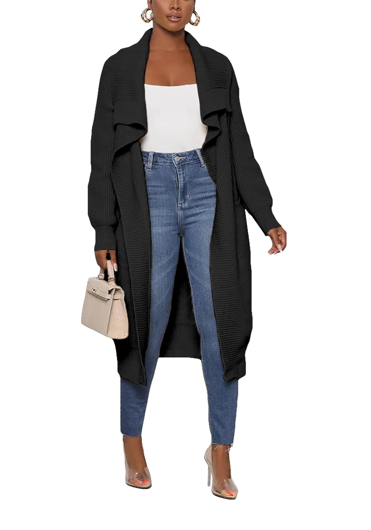 Womens Cardigan Sweaters Fall Light Weight Cable Knit Sweater Open Front Long Winter Coats Outerwear