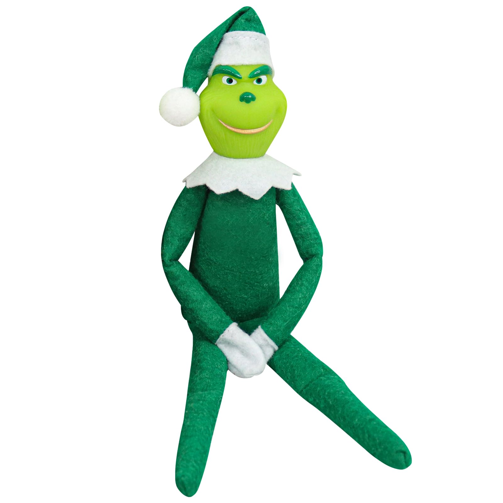 Green Monster Doll Christmas Plush Toy, 11.81'' Suffed Green Monster Decor for Home Tree Naughty Elf Doll Xmas Indoor Ornament (Green)