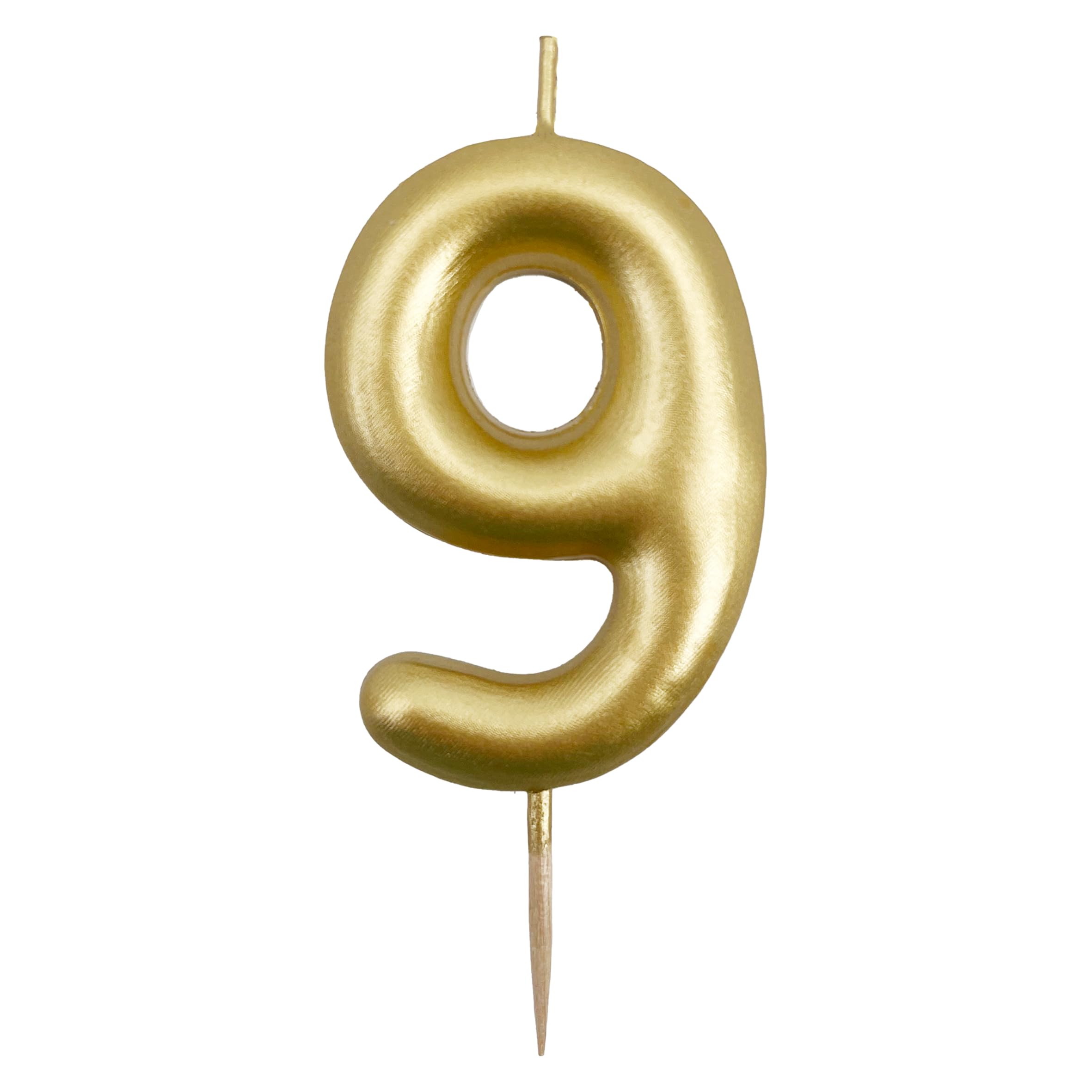 FiestaVibes Metallic Numerical Candle Gold #9, PZ VERT 83039