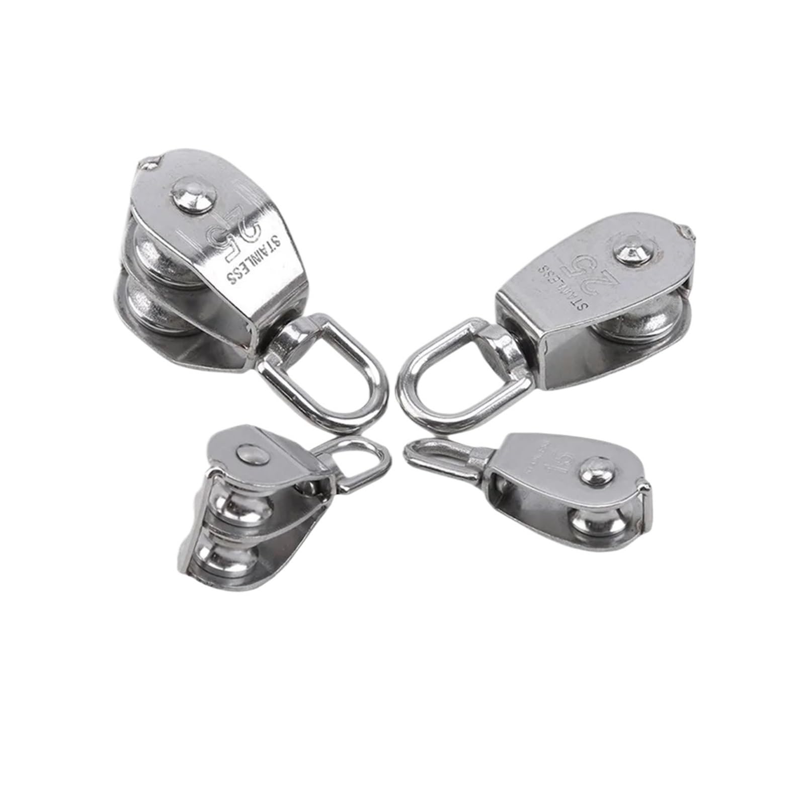 Metall-Riemenscheibenset für Stahlseil Carru per Funi M15/M25 Doppelrad-Riemenscheiben für Schwerlasthebung & Takelage & vielseitiges Zubehör