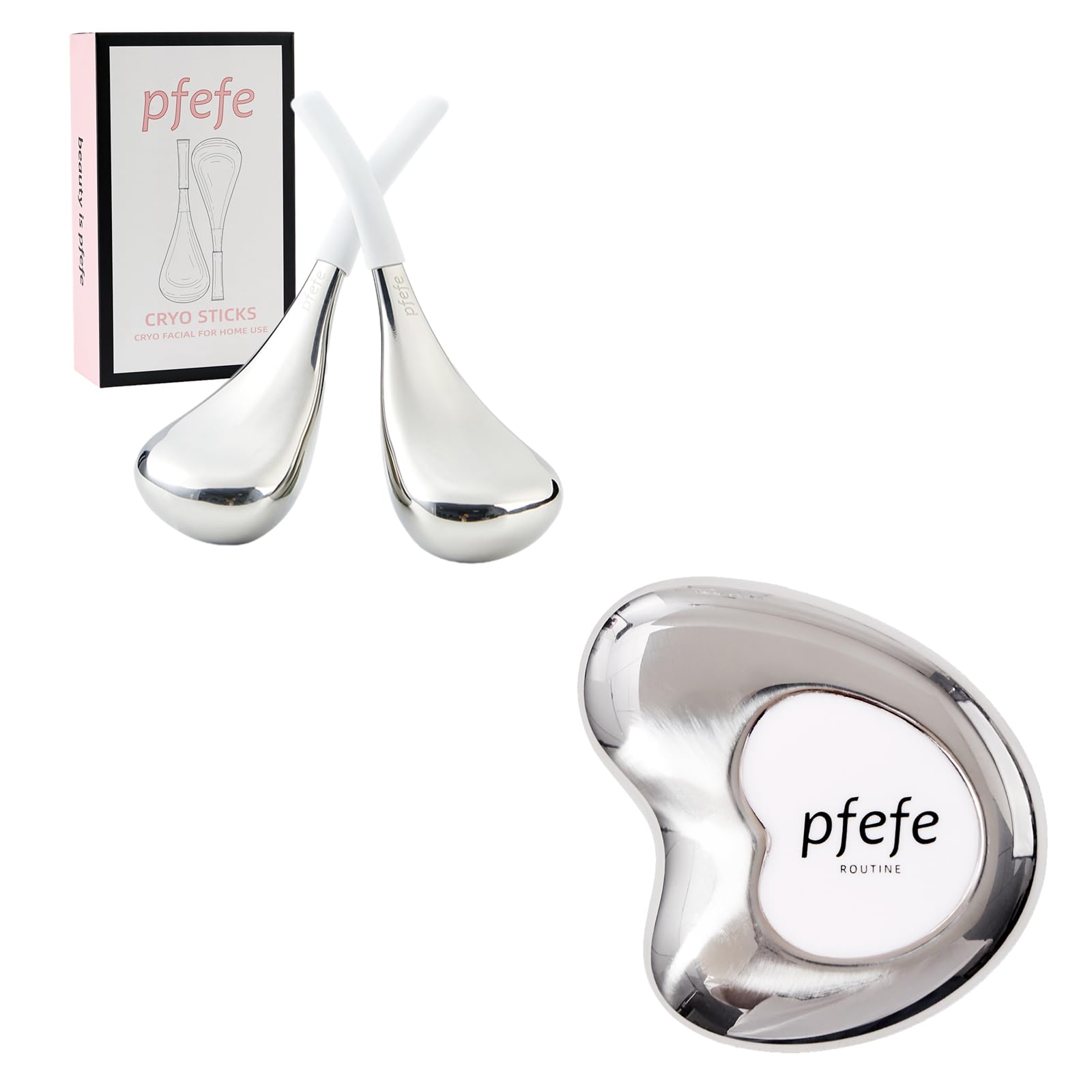 pfefe Cryo Sticks and Gua Sha Set, Esthetician Supplies Cooling Spa Globes Cold Roller with Storage Case