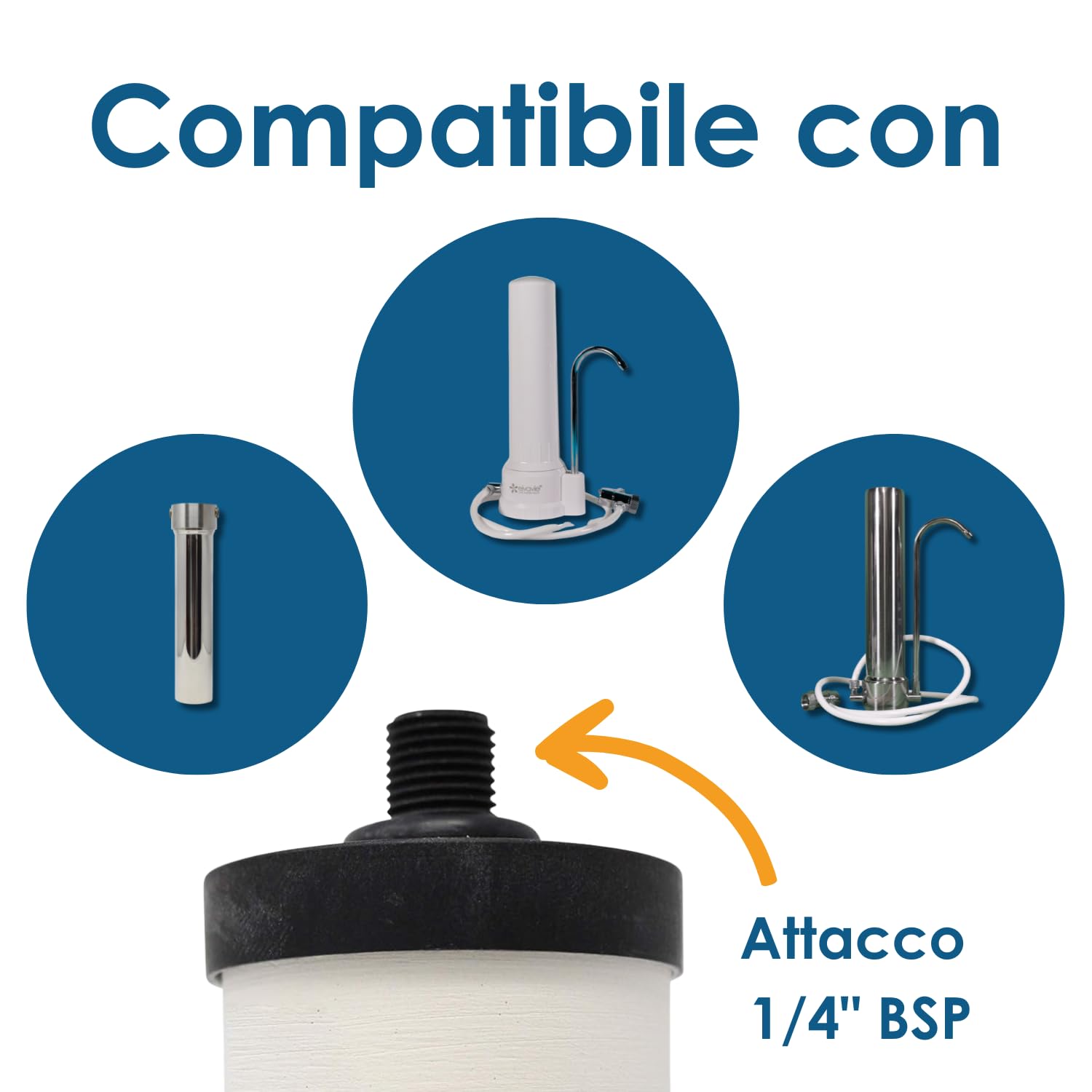 Candela filtrante Eivavie® Advanced Ceramicae SI da 10″ con filetto 1/4″ Bsp