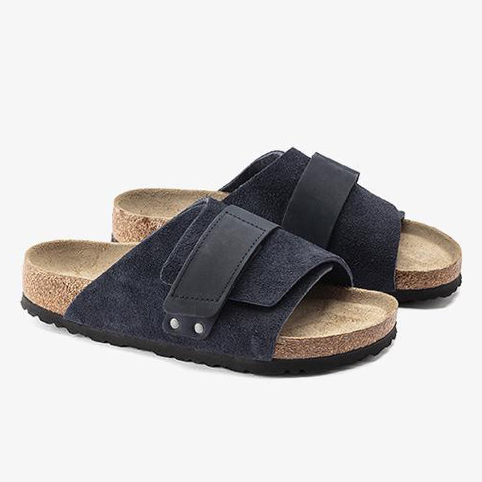 Sandalias deslizantes de Cuero de Gamuza de Vaca para Hombres, Zapatillas de Exterior para Mujer de Verano, Zapatos con Plantilla de Corcho deslizantes, Diapositivas con Punta Abierta para Interiores