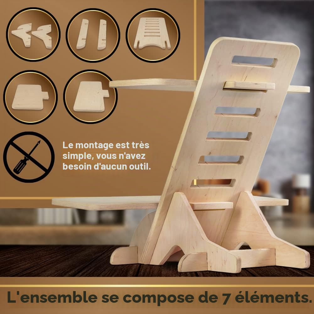 Support de bureau debout en bois - Support de bureau debout - Fabriqué en UE