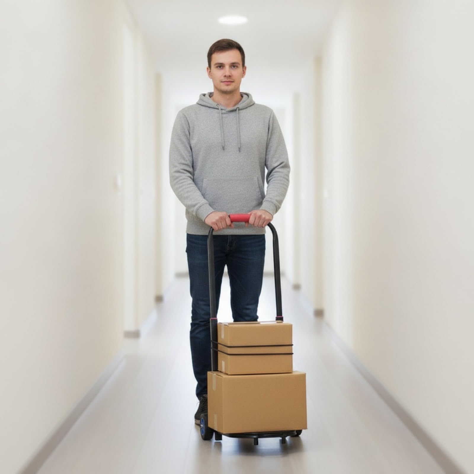 Carrello con Ruote Regolabile Telaio in Metallo Resistente, Carrello Pieghevole, per, servizi di consegna, Addetti Consegne