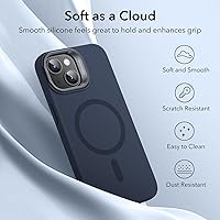 Vista 6 de ESR Funda para iPhone 15 Plus, funda de silicona MagSafe con soporte, protección de grado militar, soporte integrado para cámara, funda magnética