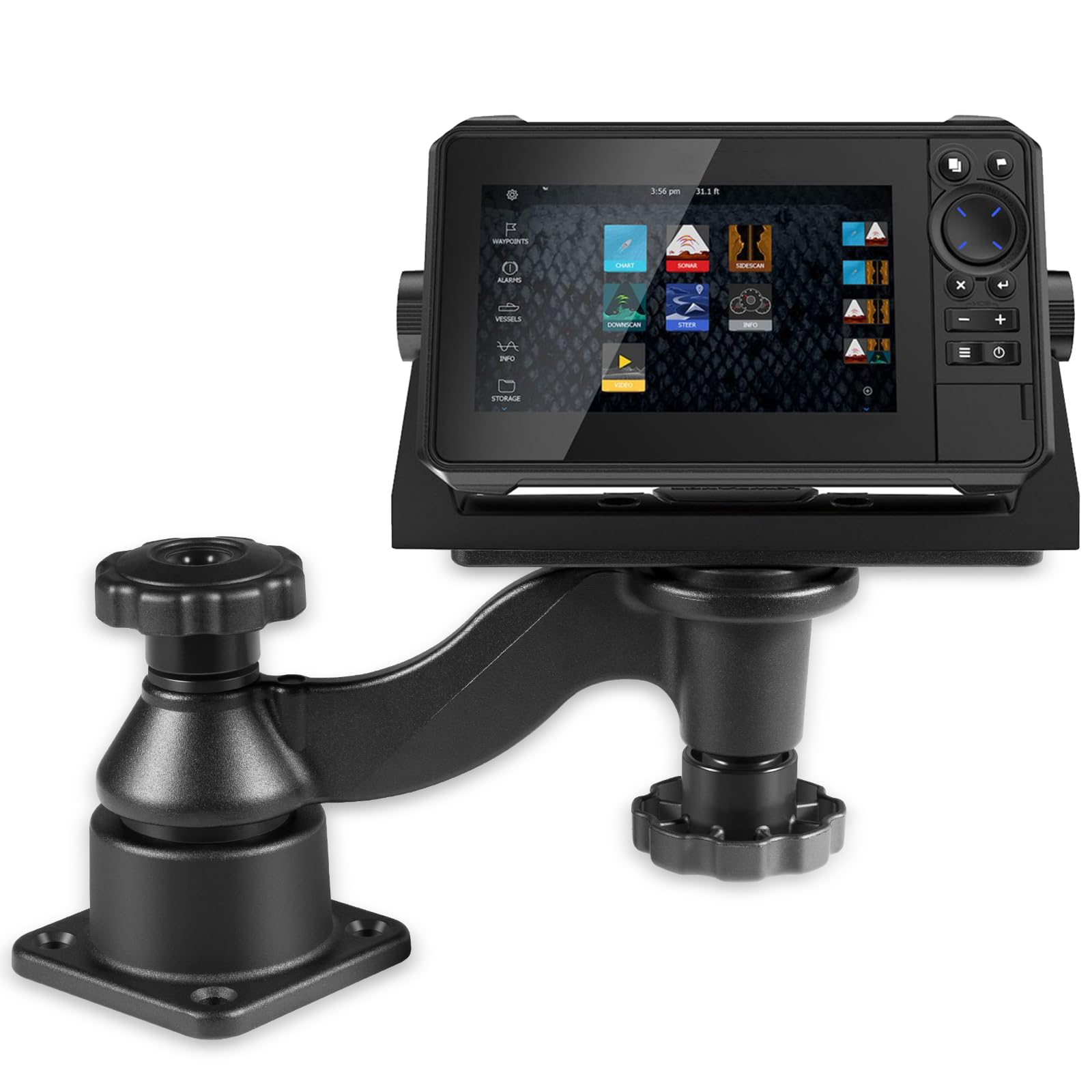 Horizontal 6" Swing Arm Mount Fishfinders & Chartplotters Mount Bracket 360° Rotation Fits for Garmin, Lowrance, Humminbird, and More