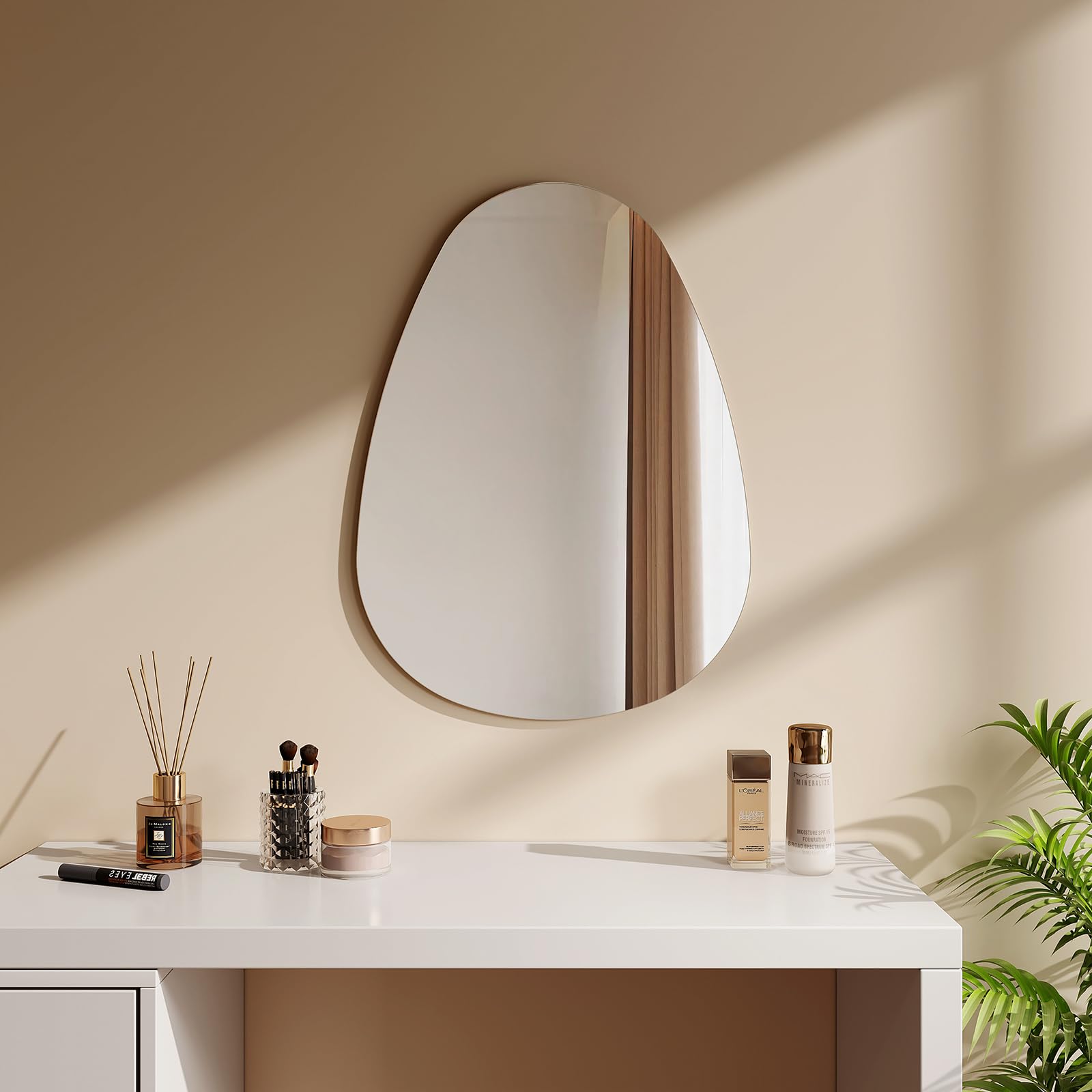 EMKE Specchio asimmetrico decorativo da parete 70x50 cm bagno specchio irregolare con quattro fori di sospensione HD specchio da parete in vetro per bagno, camera da letto, corridoio, lavabo