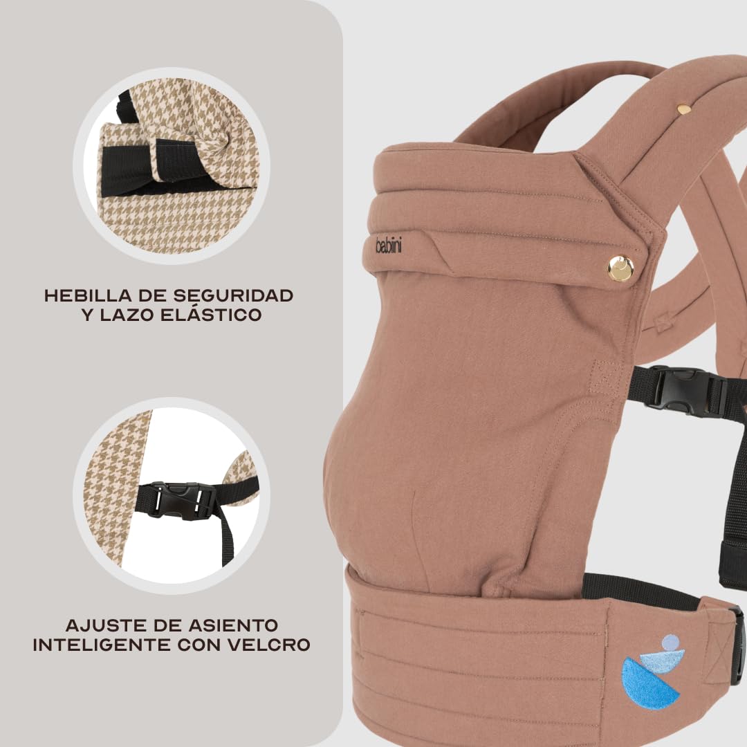 Mochila Portabebés Ergonómica Unisex, Algodon+Lino, Babero Extraíble Hipoalergénico, Soporte Cómodo para Bebés de 3.2kg a 16kg – Lavable a Máquina, Transpirable, Múltiples Posiciones de Porteo