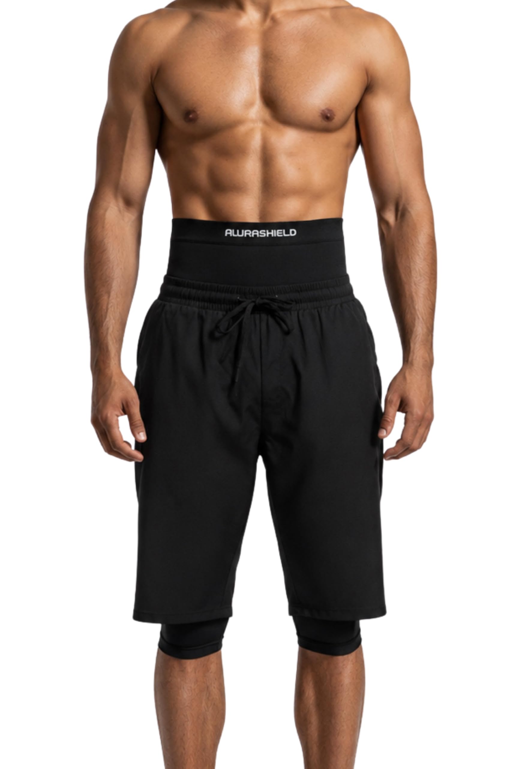 Pro Swimshorts, awrah Cover Men, Muslims Swimwear, high Waist Belly Shaping, Belly Cover