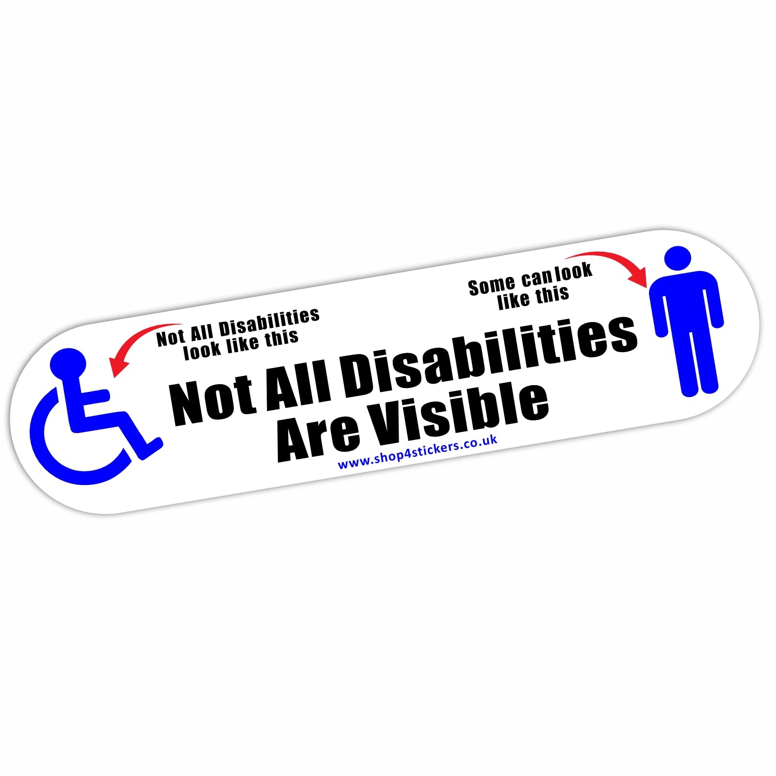 Platinum Place Men's Uv Specialist Full Colour Inks 1 X D97e Sticker Not All Disabilities Are Visible Some Look Like This Sign Icon Wheelchair Logo Disabled Car Badge Disability Awareness Driver Decal Label 200X50mm (Externally To Smooth Surfaces)