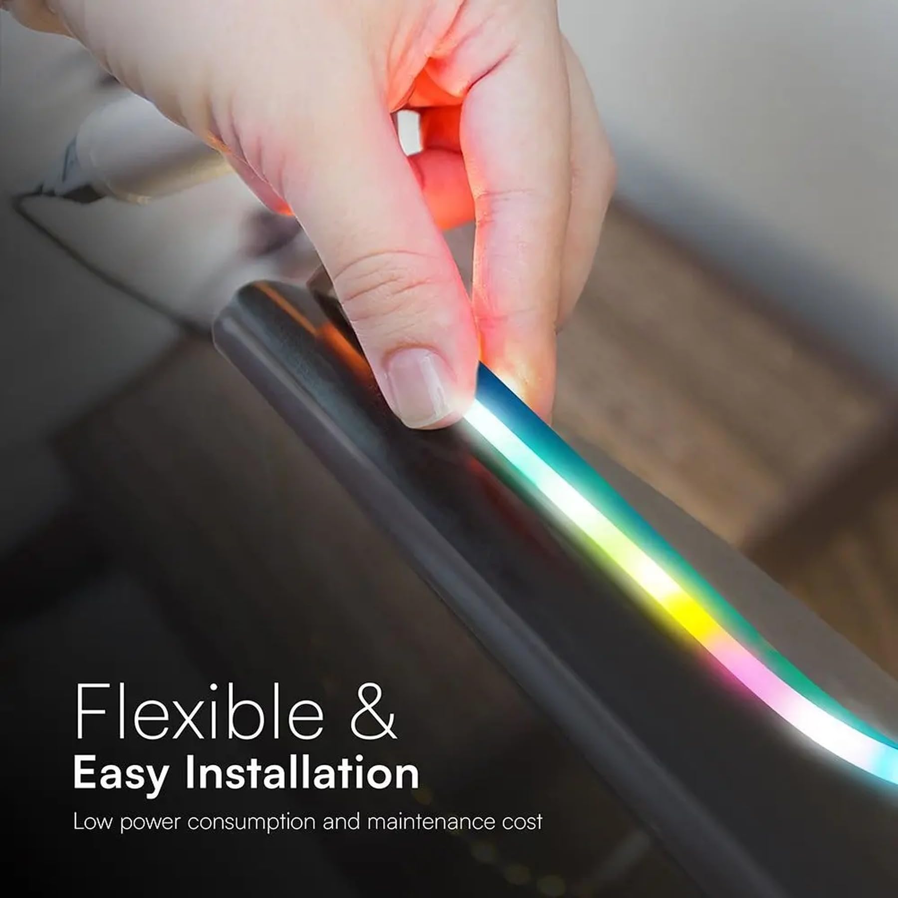 A2ZWORLD Neon Flex RGB Smart 5 metrów USB 5 V 3 W/m 30 LED/m z pilotem i aplikacją Bluetooth LotusLamp - wielokolorowe światło RGB do wnętrz