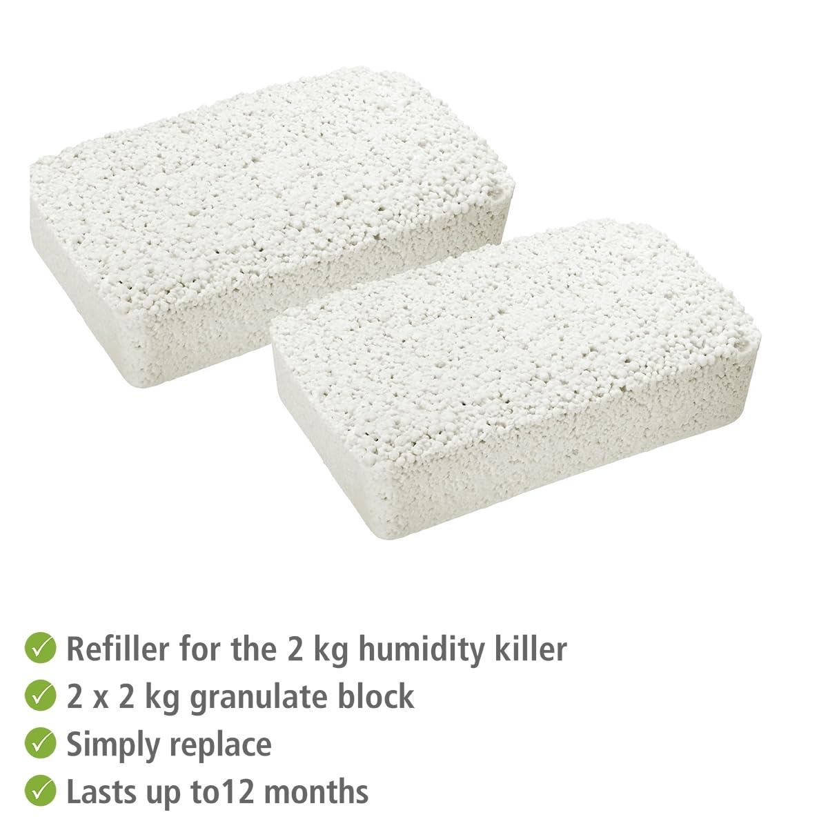 Wenko 5410232500 Ricambio per Killer dell'Umidità 2 x 2 Kg, Deumidificatore Ambiente, 12,5 x 7 x 20,5 cm