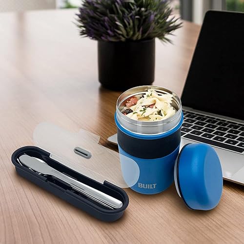 Miniatura 5 de BUILT Tarro de alimentos aislado al vacío de 16 onzas, doble pared, color negro