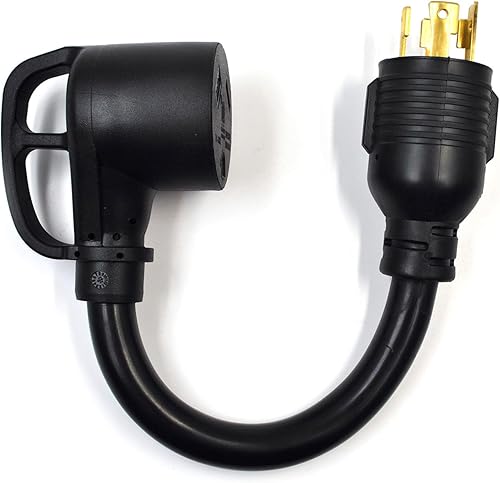 Cable adaptador de generador RV de 4 clavijas a 30 amperios con mango de agarre, bloqueo giratorio L14-30P macho a TT-30R hembra, resistente STW 10