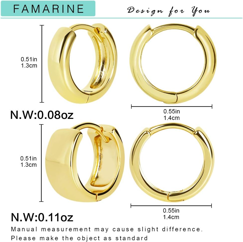 FAMARINE 2 Pairs 14K Gold Plated Hoop Earrings for Women, Minimalist Dainty Hoop Earrings for Girls, Gold and Silver - Image 7