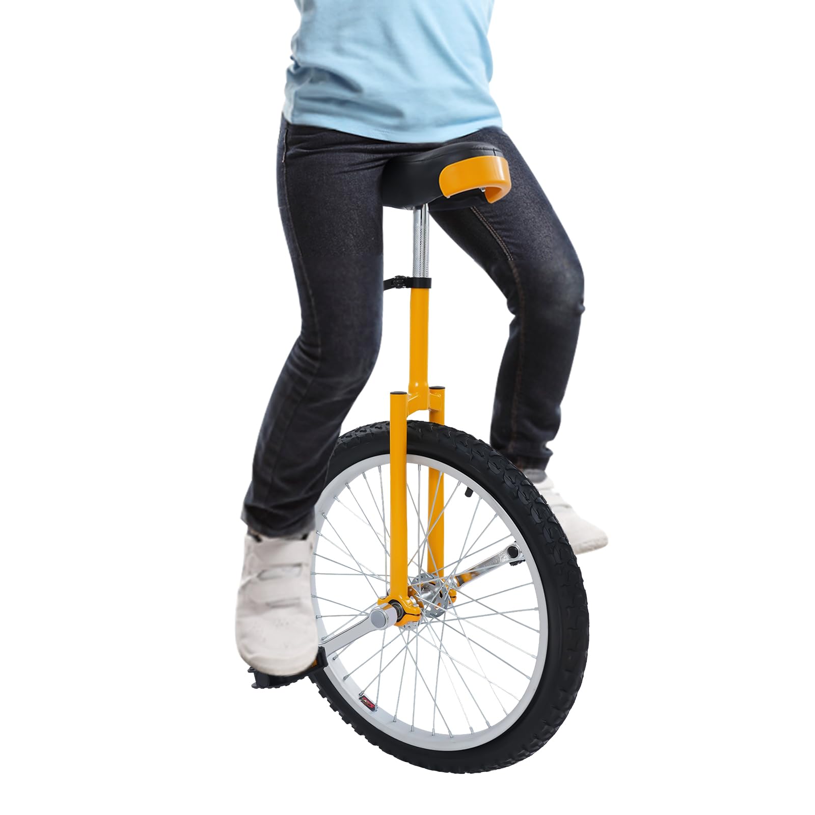 20 Inch Outdoor Wheel Unicycle, One Wheel Bike Adjustable Seat, Outdoor Sports Fitness Exercise Unicycle for Balance Training Talent Performance for 7-60 Years Old Adult (Yellow)